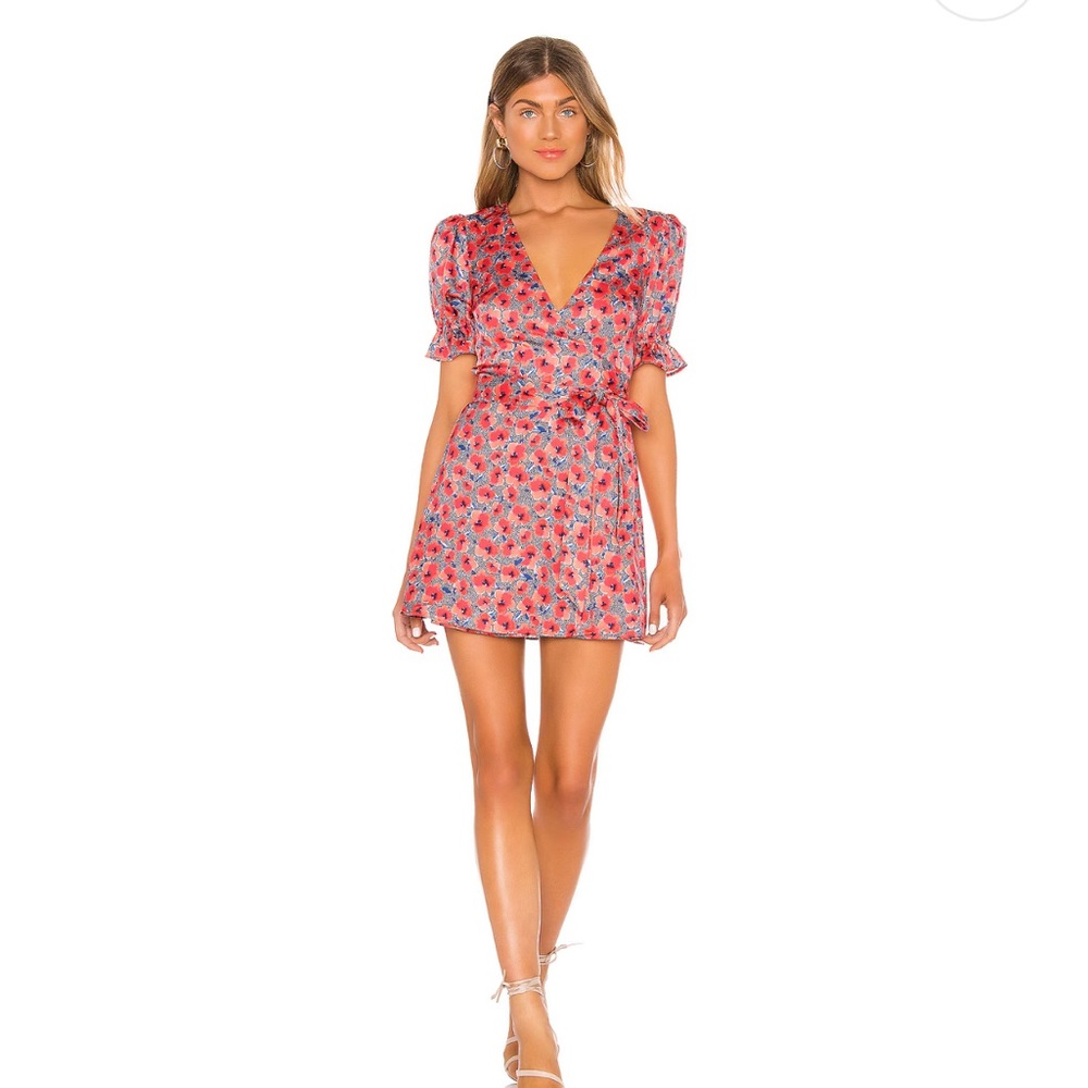 House of Harlow 1960 Aja Mini Dress in Red Poppy Floral (Small)